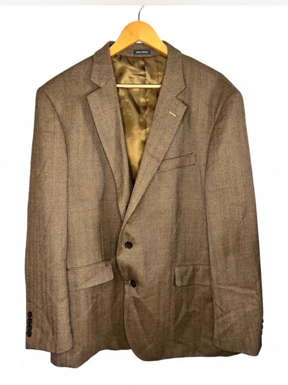 Stafford Merino Wool Herringbone Tweed Sport Coat Jacket XL Brown Fall Grandpa